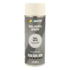 Spraymaling RAL 9010 Satin Mat RenHvid Motip 07166 400ML