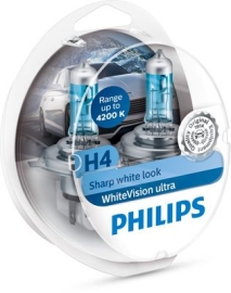 Philips Whitevision Ultra H4 + W5W 2 stk