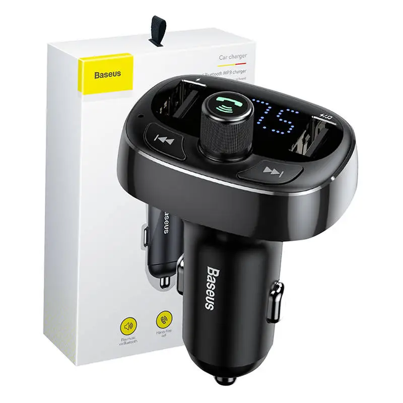 Baseus Bluetooth FM Transmitter m. biloplader - Sort - Elektronik