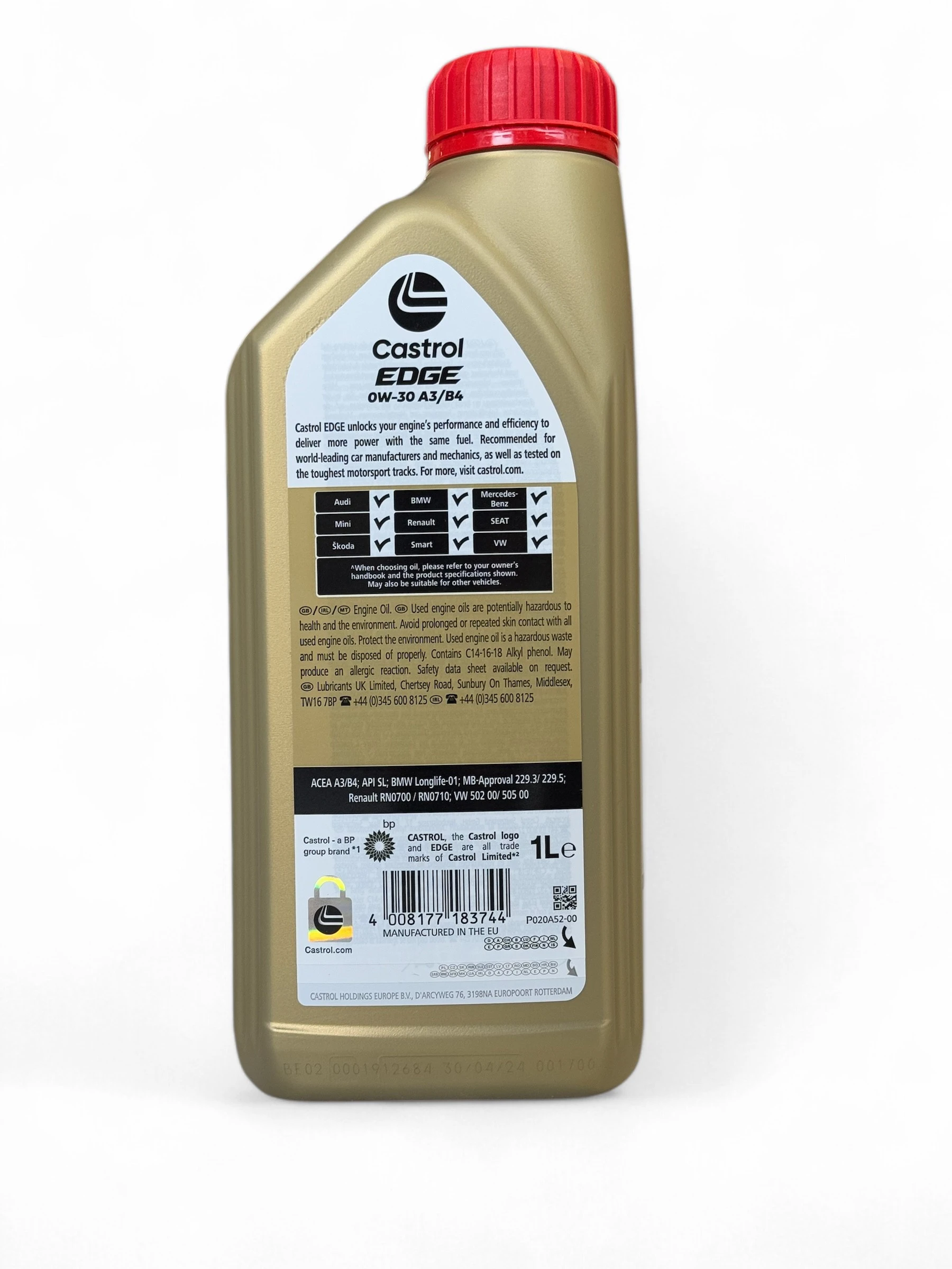 EDGE 0W30 A3/B4 fuldsyntetisk olie - 1L | Castrol | Landberg.dk