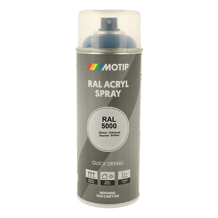 Spraymaling RAL 5000 Høj Glans VioletBlå Motip 07008 400ML