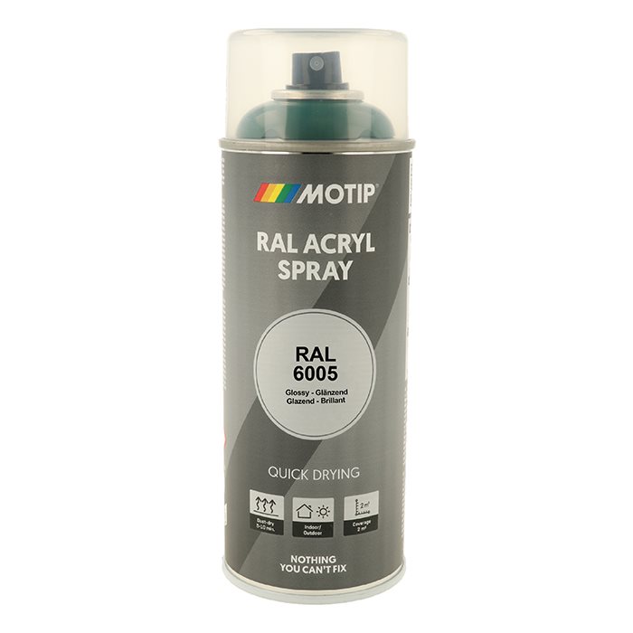 Spraymaling RAL 6005 Høj Glans MosGrøn Motip 07128 400ML