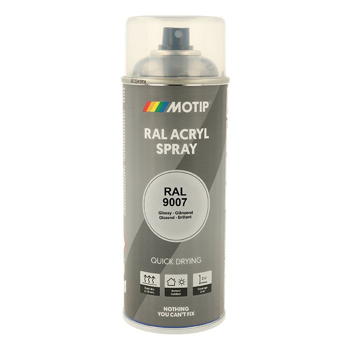 Spraymaling RAL 9007 Høj Glans GråAluminium Motip 07216 400M