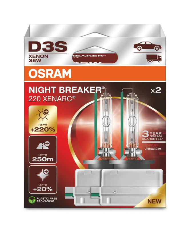 Osram Night Breaker 220 Xenarc D3S +220% (2 stk.) - D3S Xenon