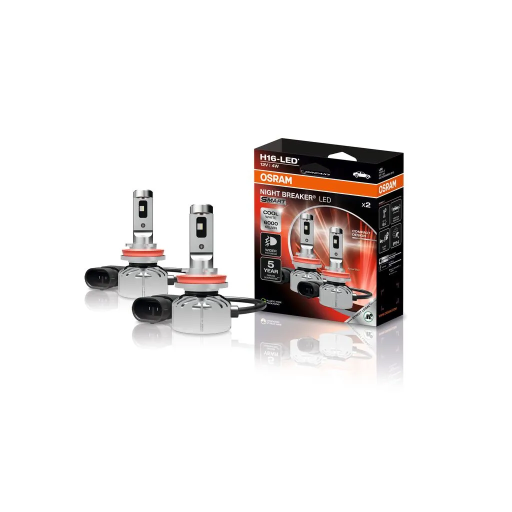 Osram H16 Night Breaker LED Smart - ECE godkendt (2 stk.)