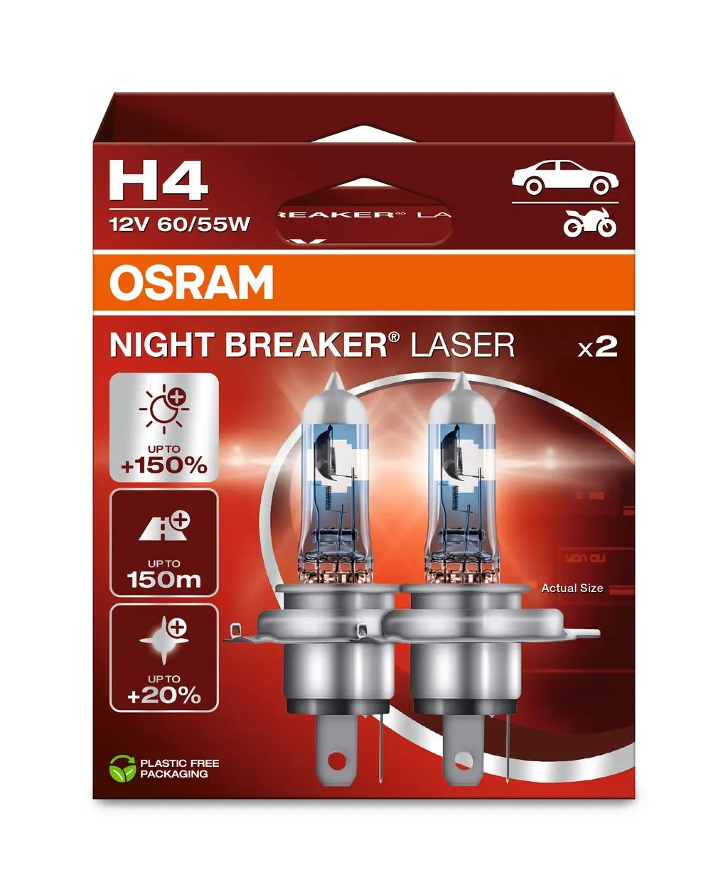 Osram NightBreaker Laser +150% H4 2 stk