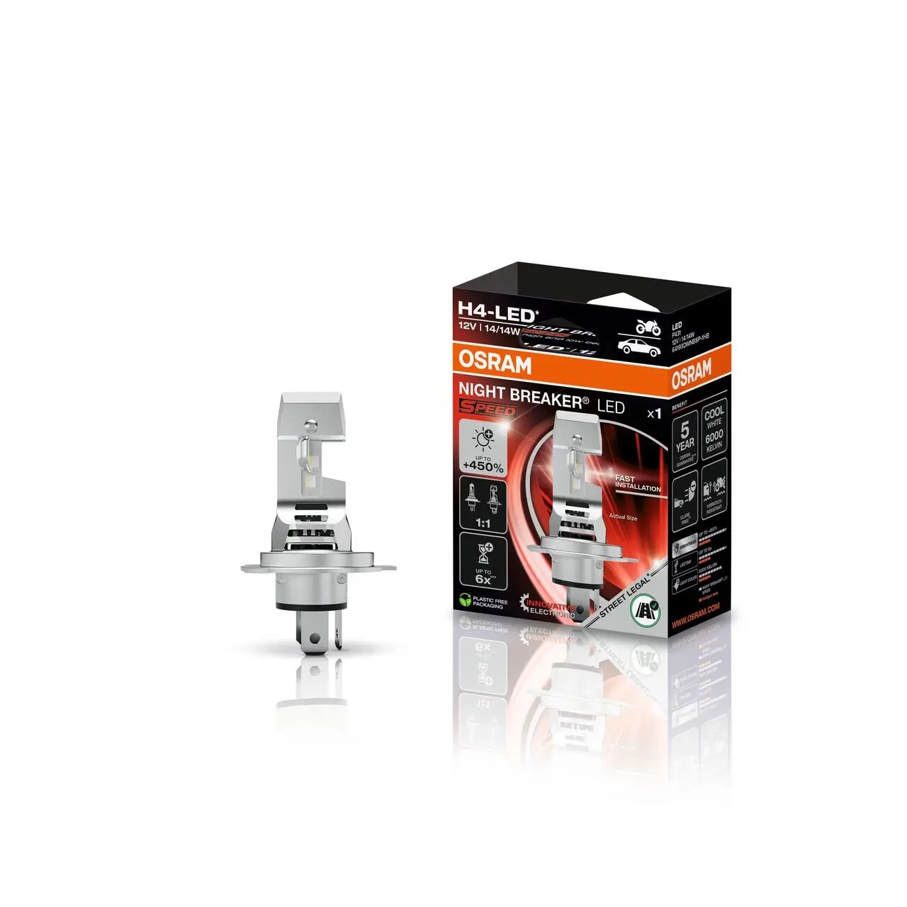 Osram H4 Night Breaker LED Speed 450 - ECE godkendt 1stk