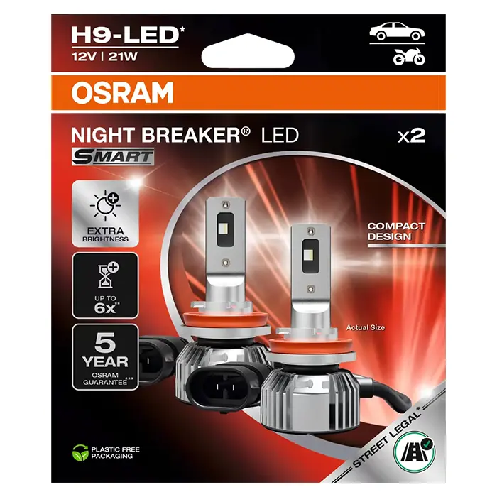 Osram H9 LED Night Breaker SMART- ECE godkendt (2 stk.)