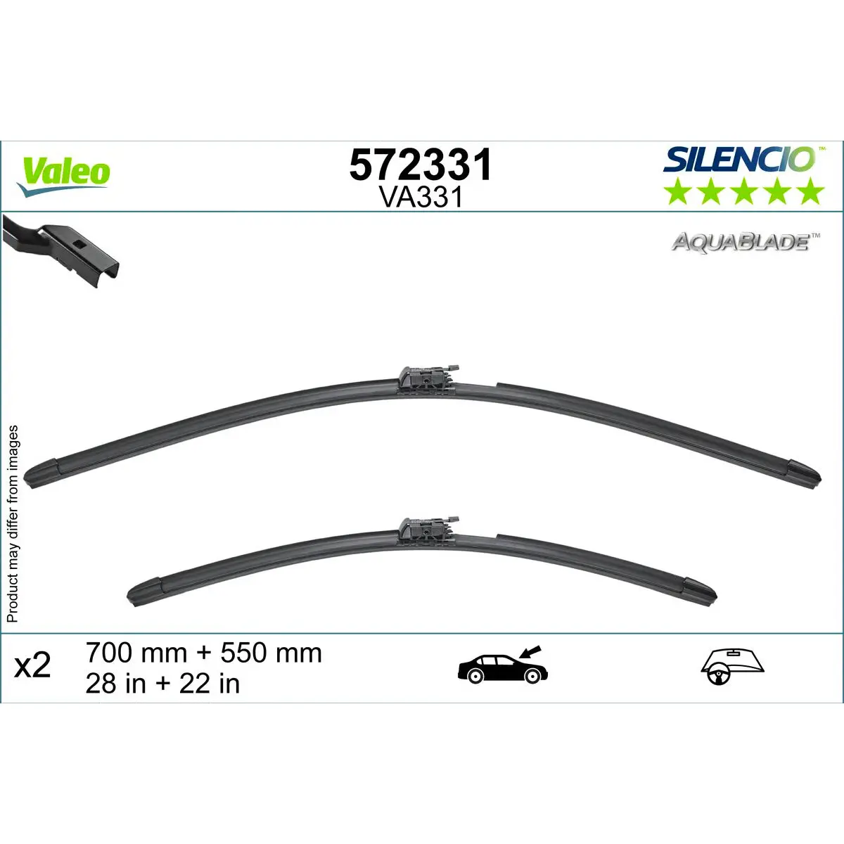 VA331 / 572331 Viskerblade forrude (sæt) Valeo - Forrude viskere